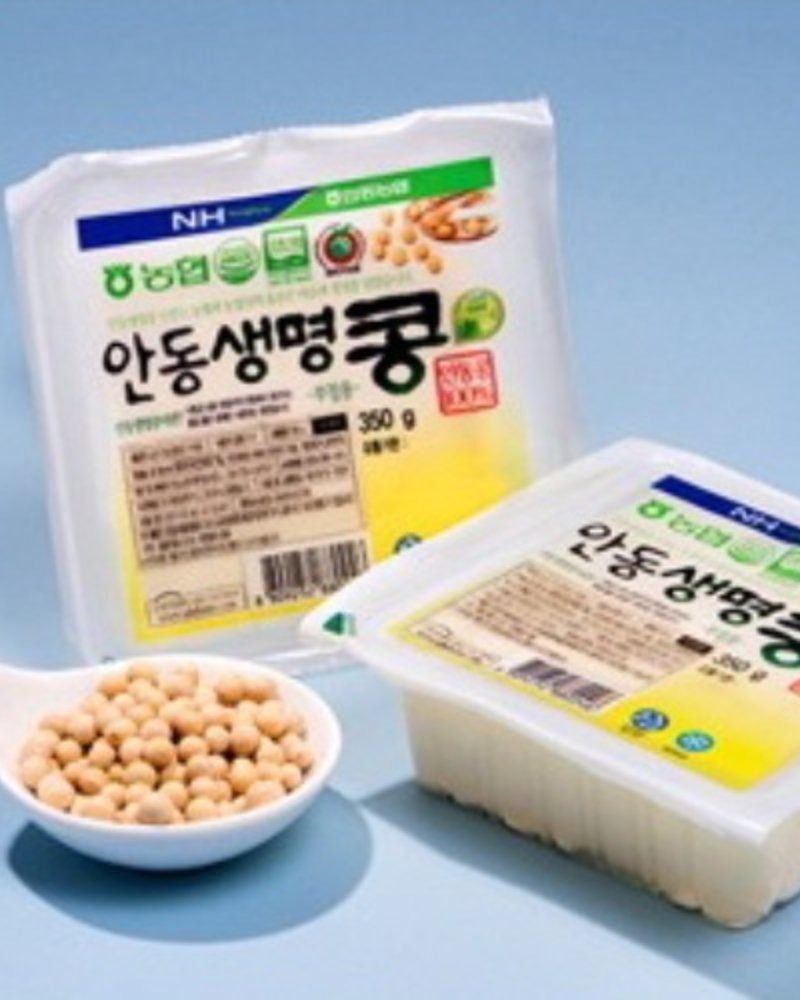 [농협] 100% 한국산 콩 안동 두부 부침용 (중) 350g   유통기한: 2024.04.14